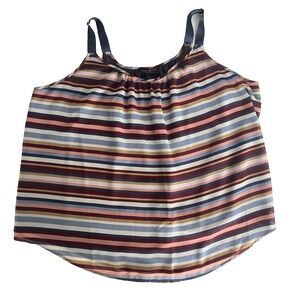 Lane Bryant Women's Size 24 Tank Top Striped Gold Maroon Blue Summer Adjustable